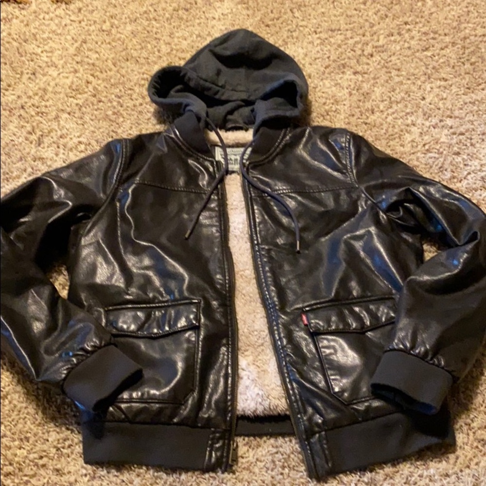 Levi’s leather hooded jacket
